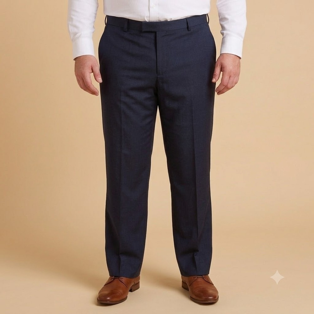 Johnny Bigg Men's Size 46 Navy Blue Dress Pants‎ Flat Front Business Casual